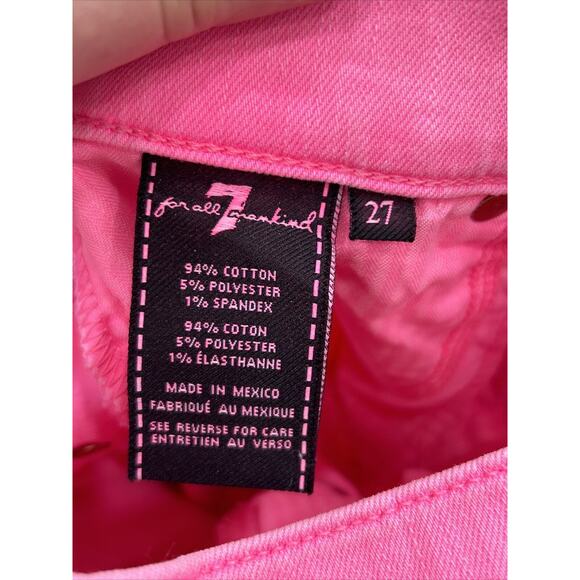 7 For All Mankind Womens 27 Pink High Waist Slim Kick Jeans Barbiecore NWT - Picture 4 of 10